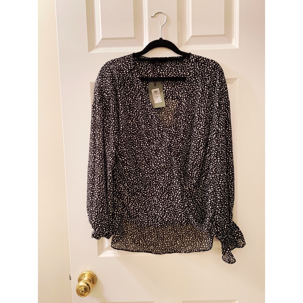 AllSaints Black/White Penny Splash Top Small